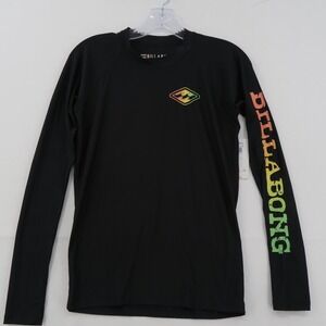 Billabong Mens Summer Shred Rash Guard Black Long Sleeve UPF 50 Maui JWLYFSMR L